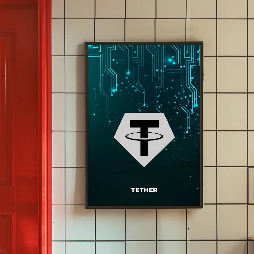 Plakat z symbolem kryptowalut, – Tech Office Wallpaper recenzja i cena
